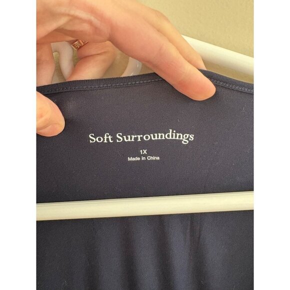 Soft Surroundings NWT Navy Blue Hyannis Faux Wrap Dress in Size 1X - Picture 5 of 11